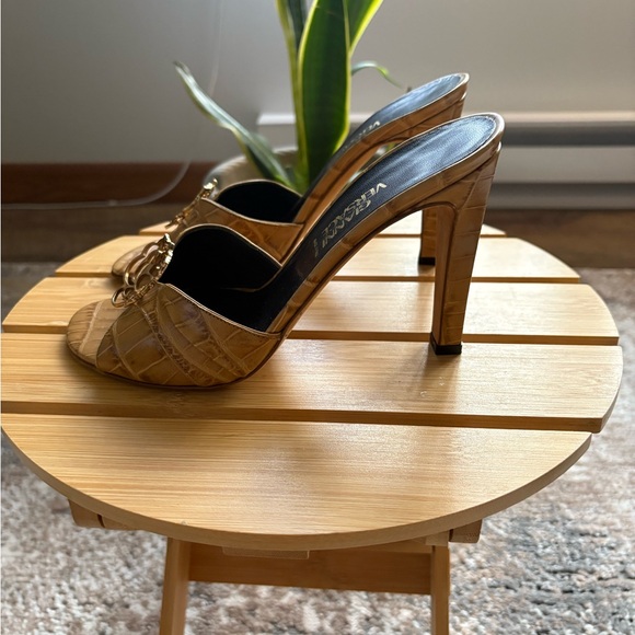 Versace Brown Croc-Embossed Mules with Gold Detail - Picture 5 of 12